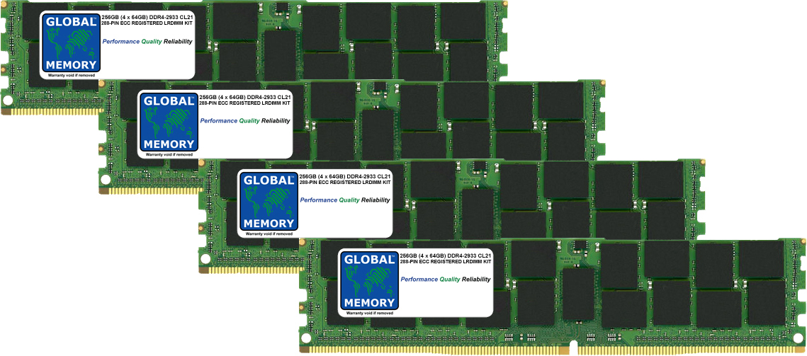 256GB (4 x 64GB) DDR4 2933MHz PC4-23400 288-PIN LOAD REDUCED ECC REGISTERED DIMM (LRDIMM) MEMORY RAM KIT FOR DELL SERVERS/WORKSTATIONS (16 RANK KIT CHIPKILL) 256GB (4 x 64GB) DDR4 2933MHz PC4-23400 288-PIN LOAD REDUCED ECC REGISTERED DIMM (LRDIMM) MEMORY RAM KIT FOR DELL SERVERS/WORKSTATIONS (16 RANK KIT CHIPKILL)